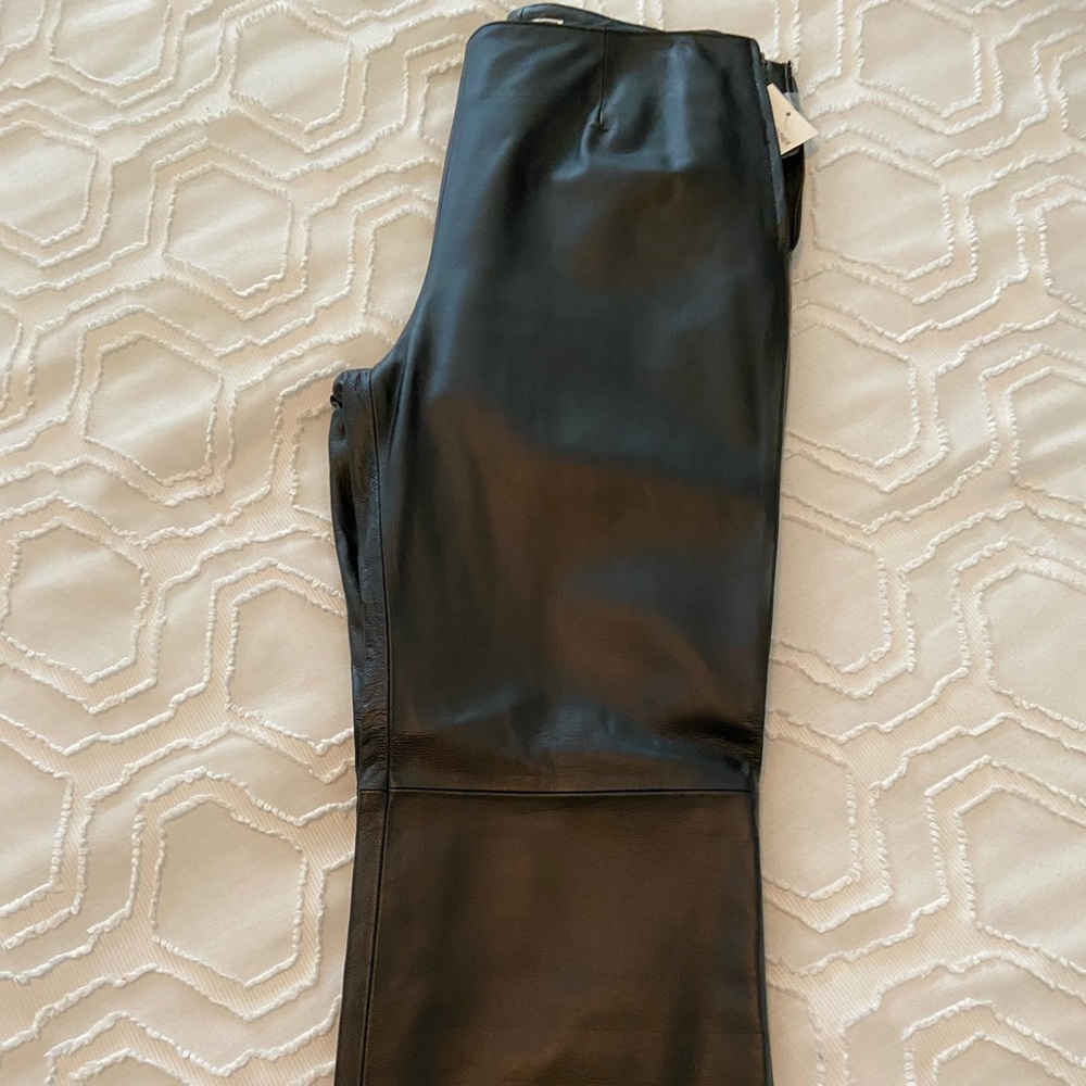 Women’s black leather pants